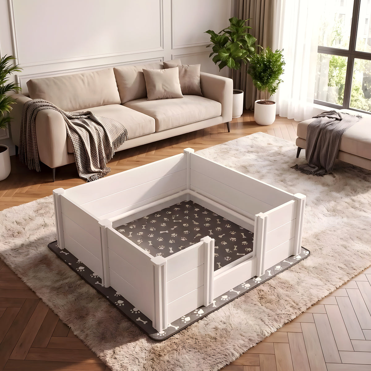 Caisse de mise bas pour chienne avec tapis absorbant
