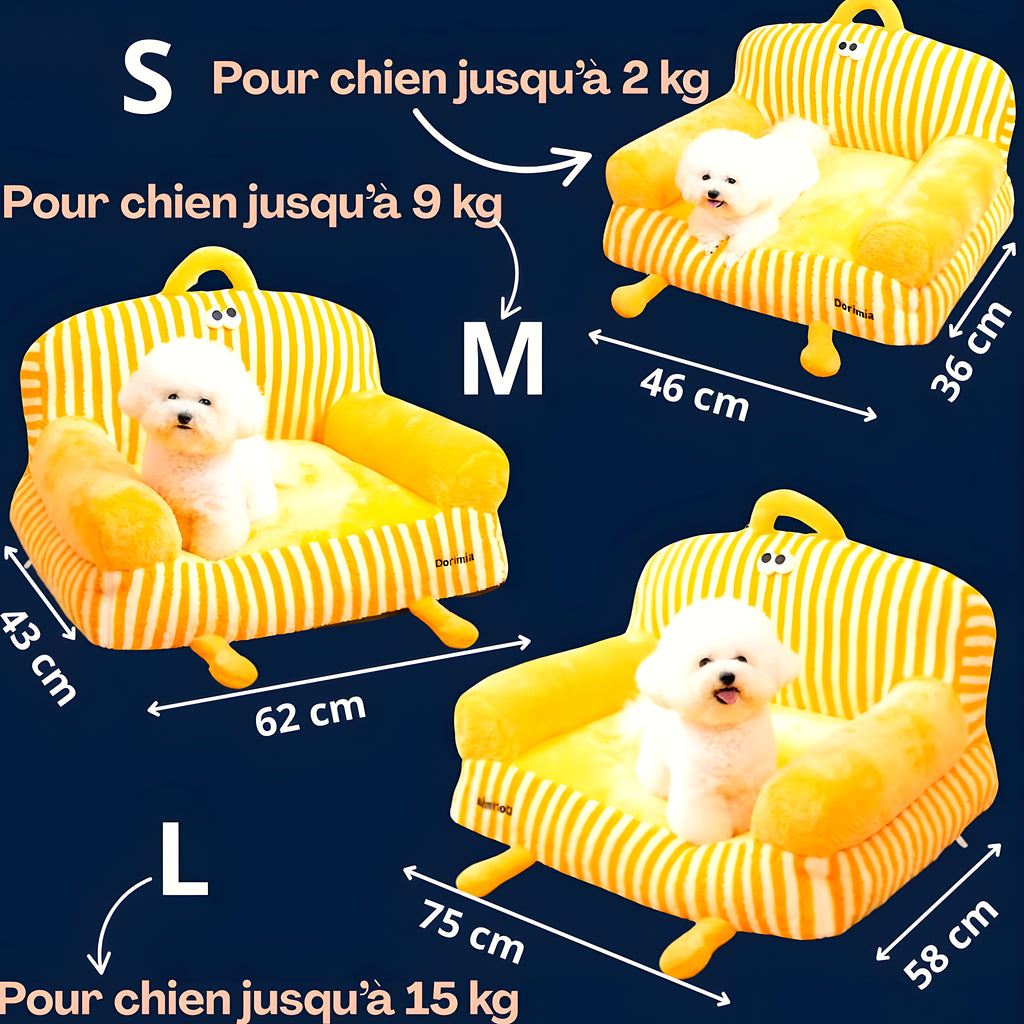 Canapé à accoudoirs déhoussable pour chien, S à L