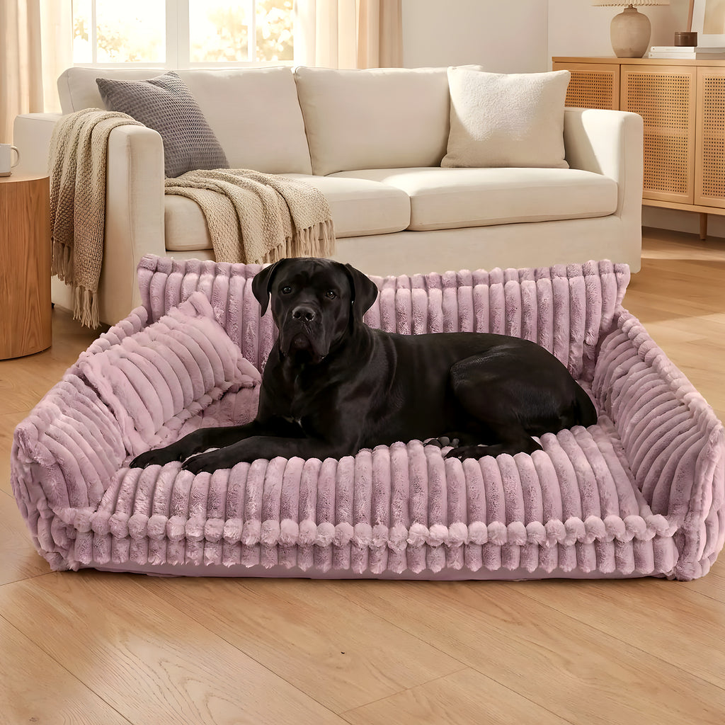 Canapé à mémoire de forme en velours côtelé pour chien, S à XL