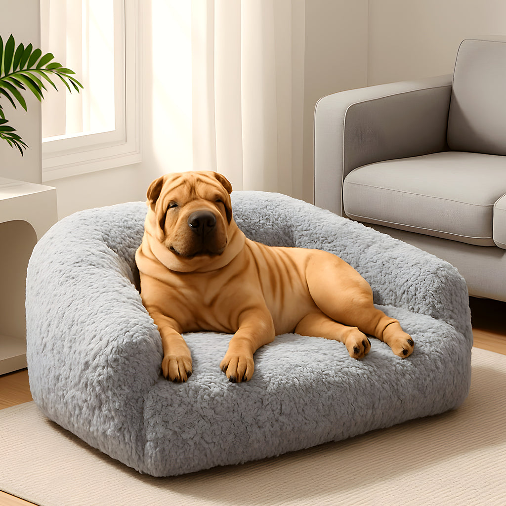 Canapé douillet à traversins latéraux pour chien, 3 tailles
