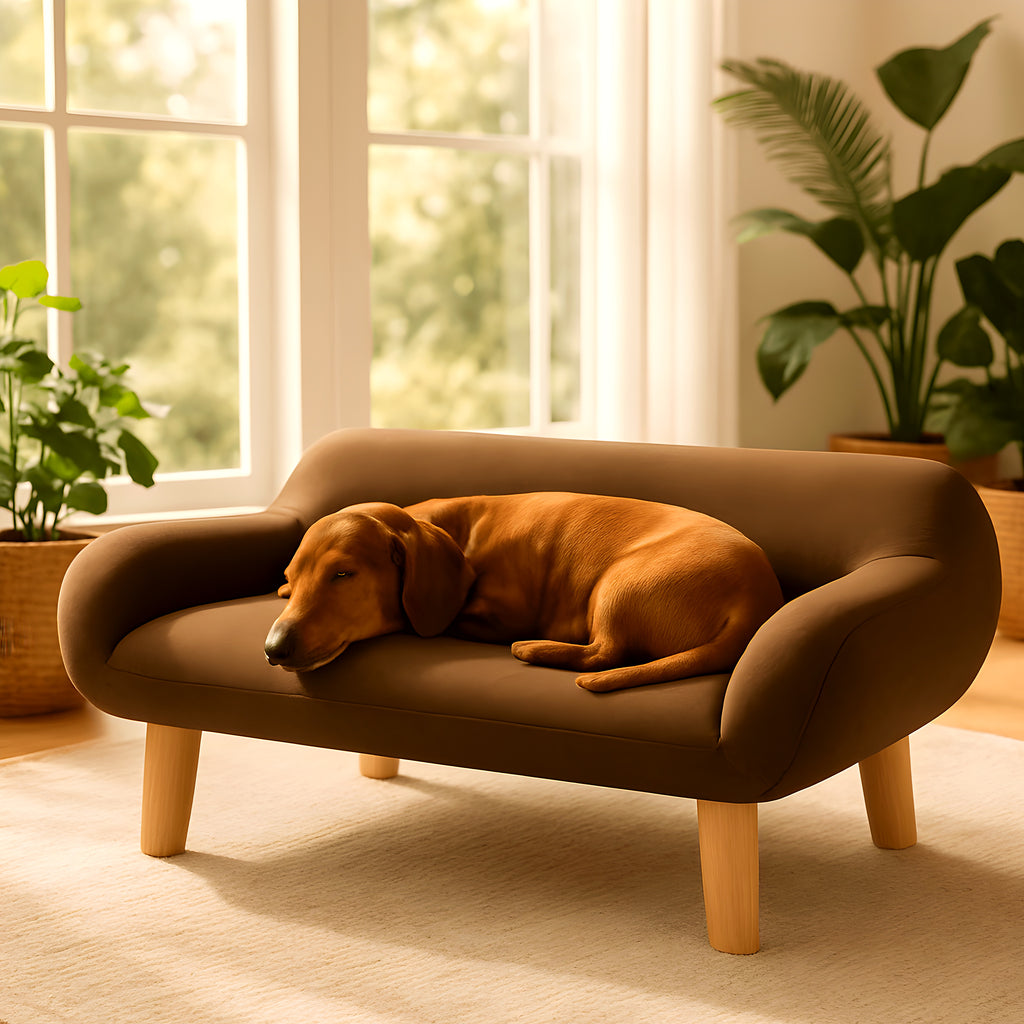 Canapé en bois de pin et eucalyptus pour petit chien