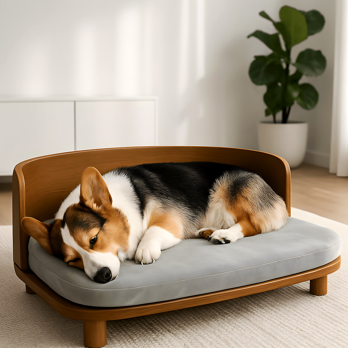 Canapé en bois naturel surélevé imperméable pour chien