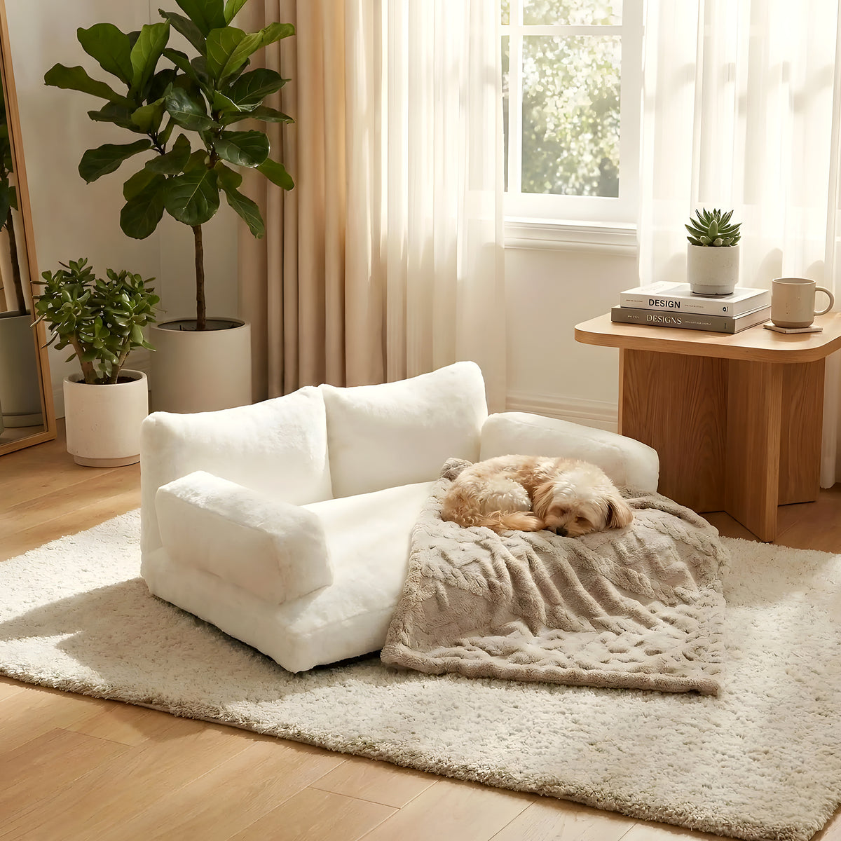 Canapé enveloppant 100 % coton pour chien, 4 coloris