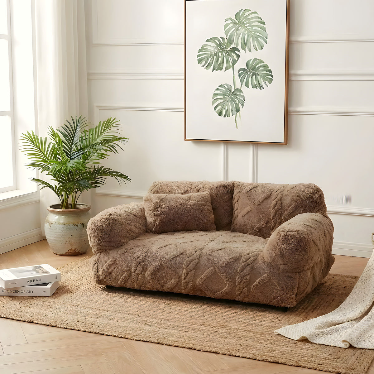 Canapé enveloppant 100 % coton pour chien, 4 coloris