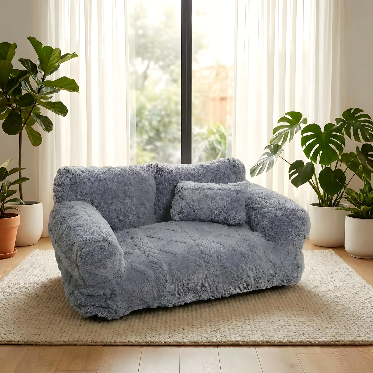 Canapé enveloppant 100 % coton pour chien, 4 coloris