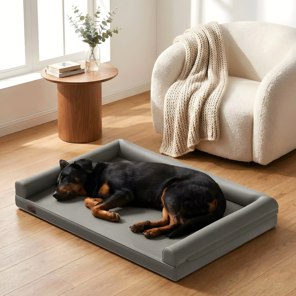 Canapé-lit orthopédique XXL en cuir vegan pour chien