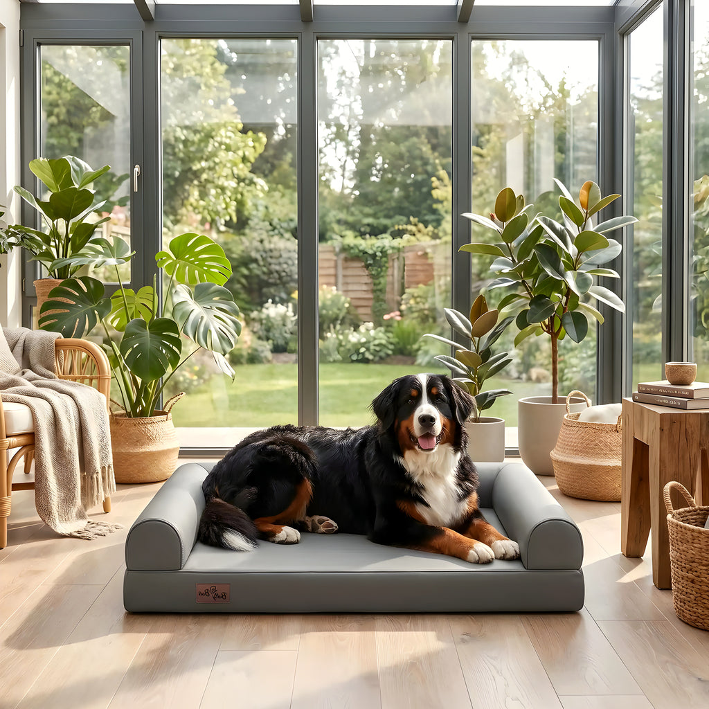 Canapé-lit orthopédique XXL en cuir vegan pour chien
