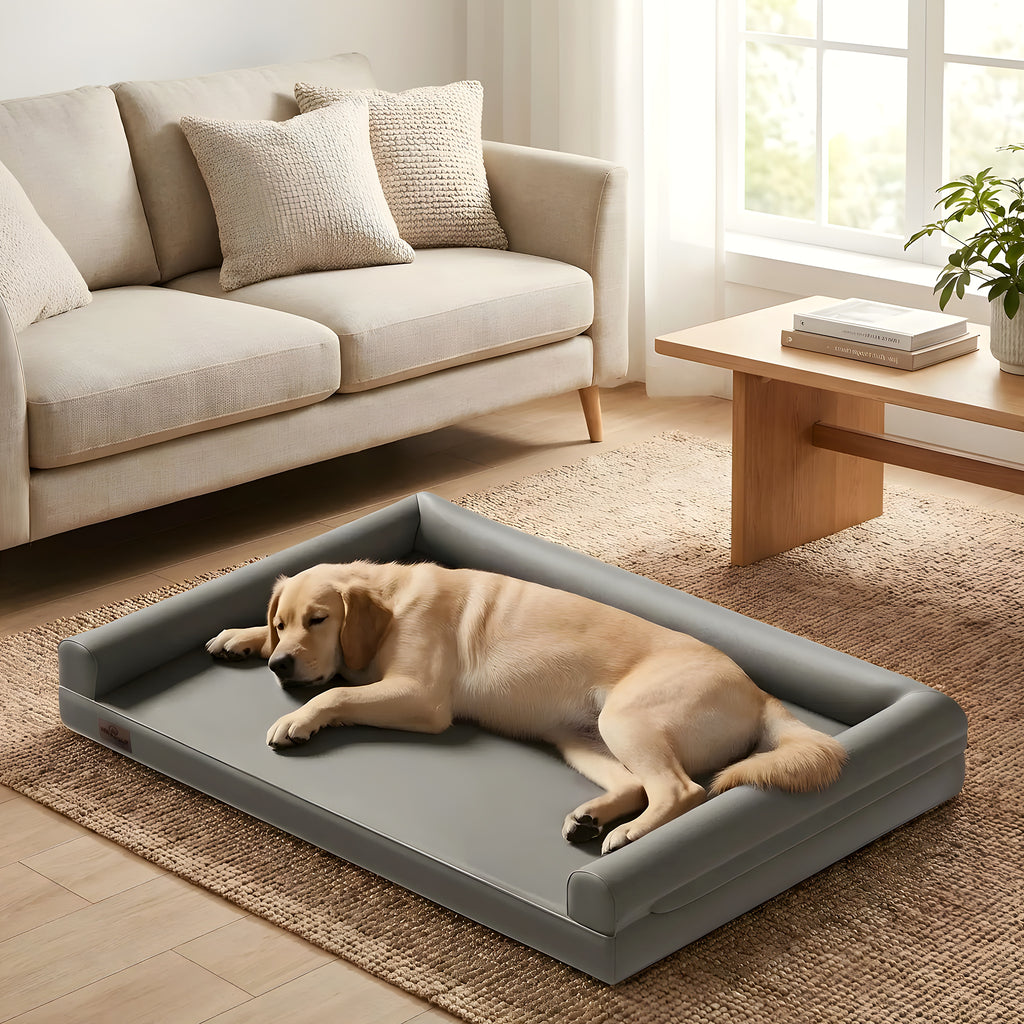 Canapé-lit orthopédique XXL en cuir vegan pour chien
