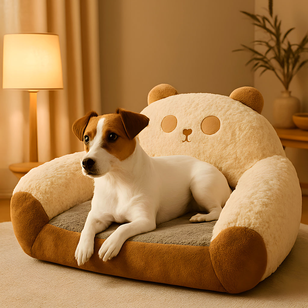 Canapé-lit panda ou élan pour petit chien
