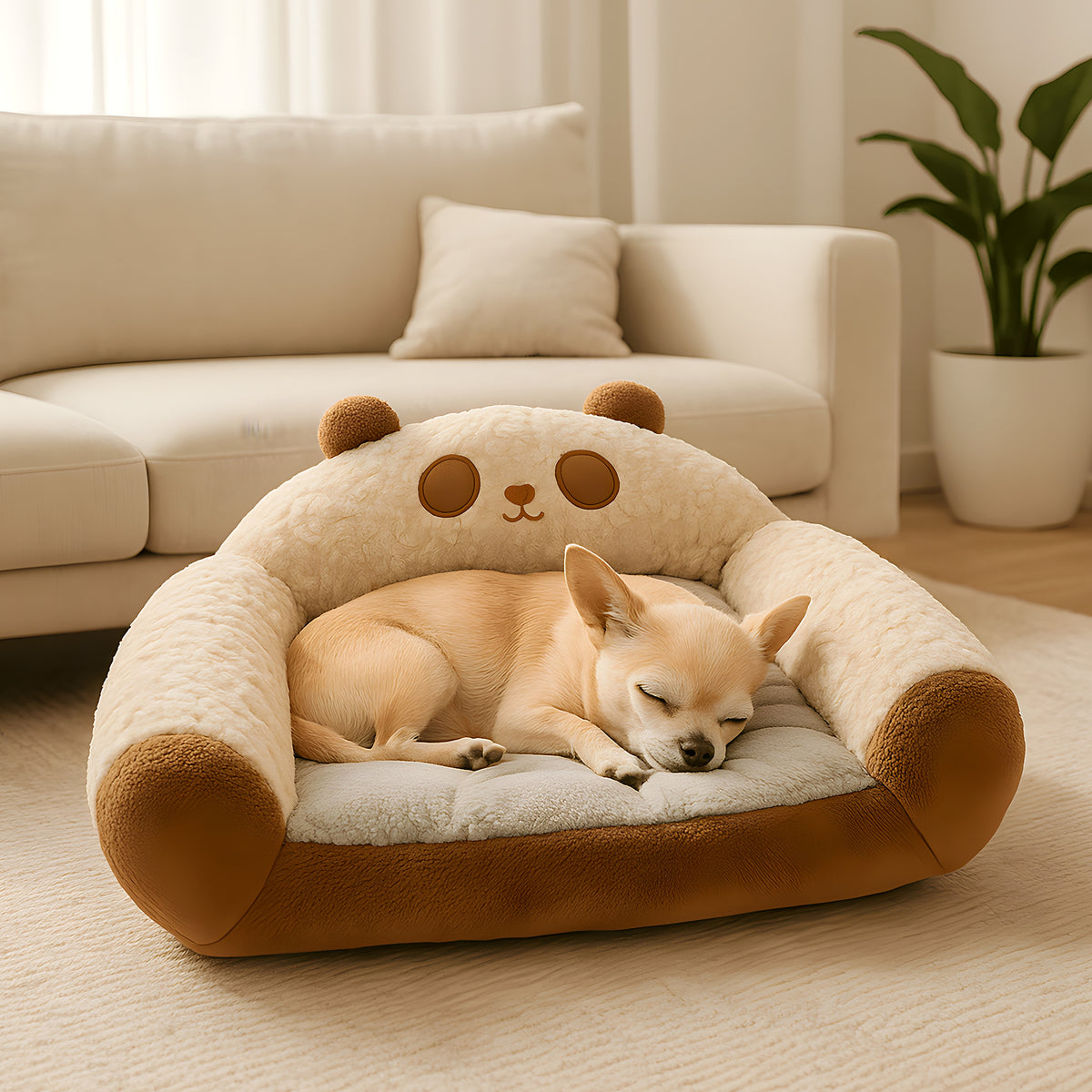 Canapé-lit panda ou élan pour petit chien