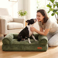 Canapé-lit vert olive en velours pour chien
