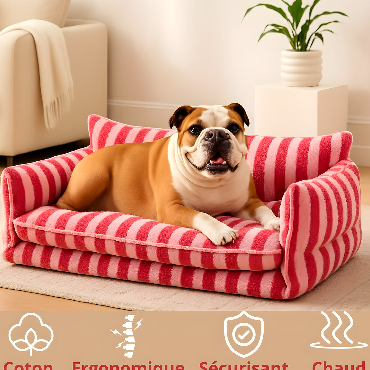Canapé orthopédique double couche en fausse laine d'agneau