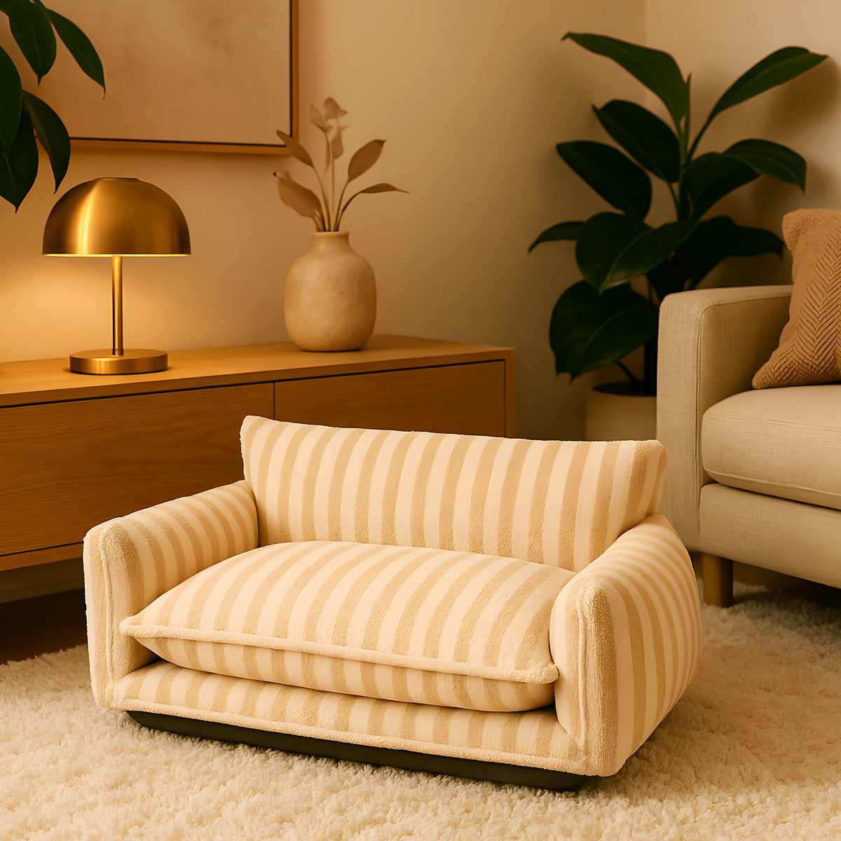 Canapé orthopédique double couche en fausse laine d'agneau