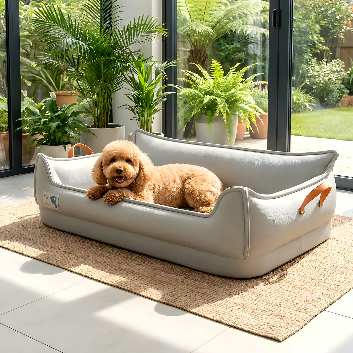 Canapé orthopédique imperméable avec poignées pour chien