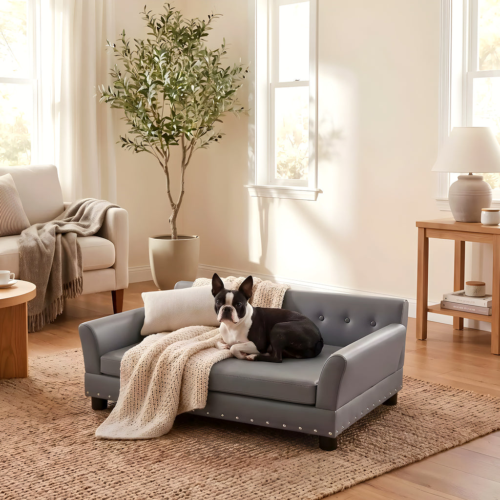 Canapé orthopédique XL en cuir vegan pour chien
