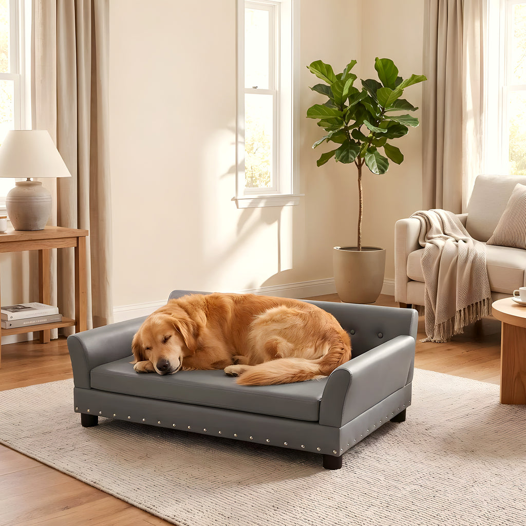 Canapé orthopédique XL en cuir vegan pour chien