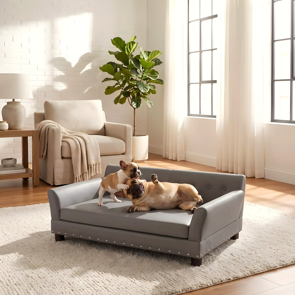Canapé orthopédique XL en cuir vegan pour chien