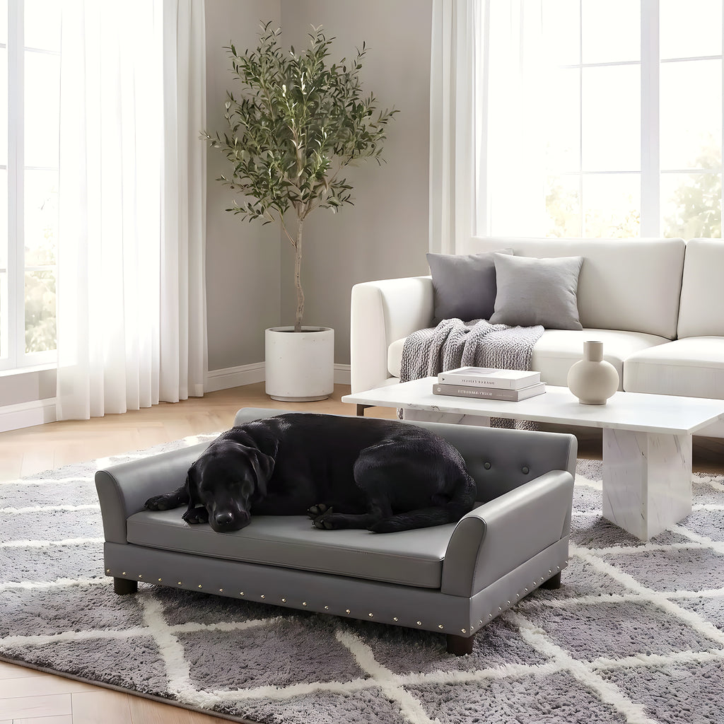 Canapé orthopédique XL en cuir vegan pour chien