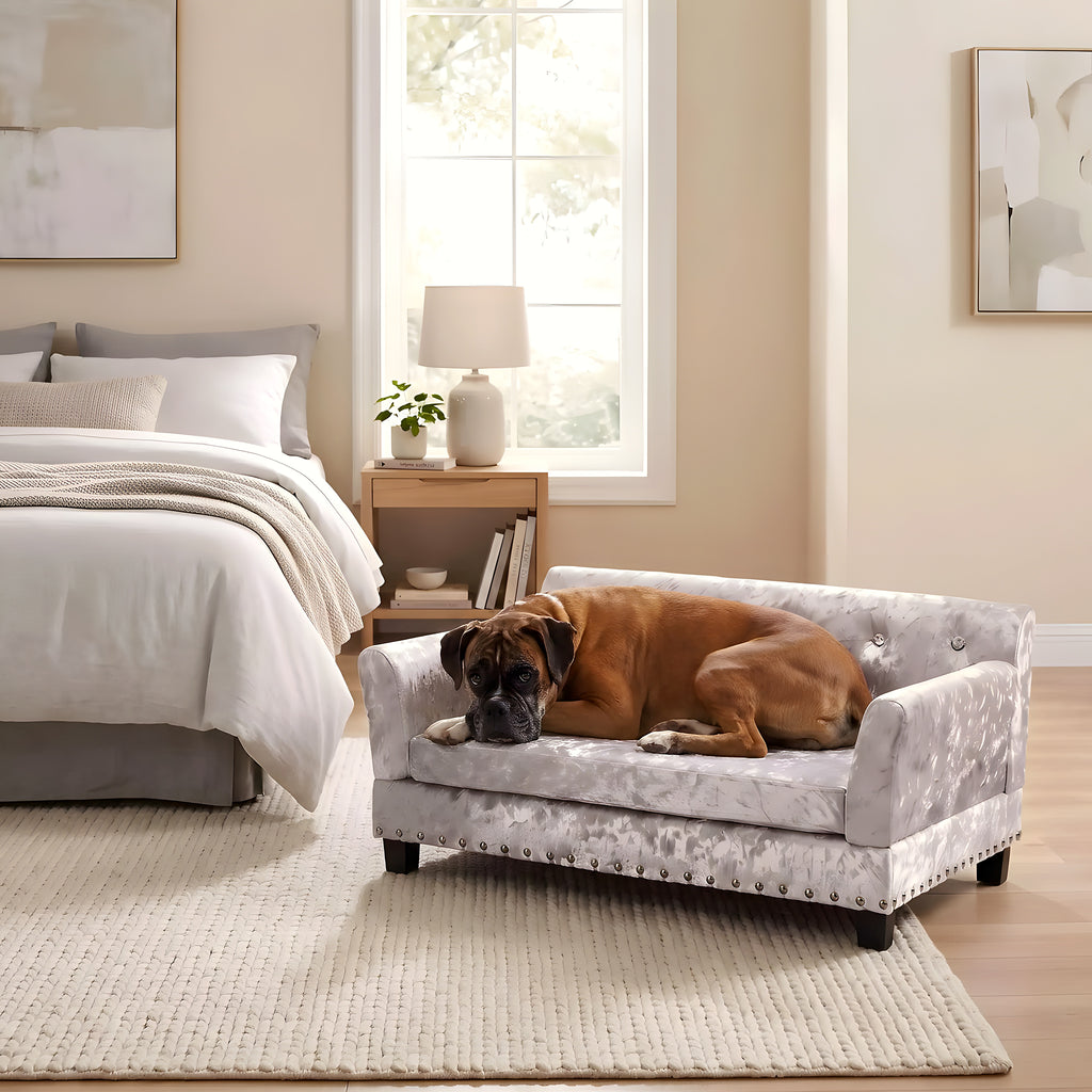 Canapé orthopédique XL en velours pour chien