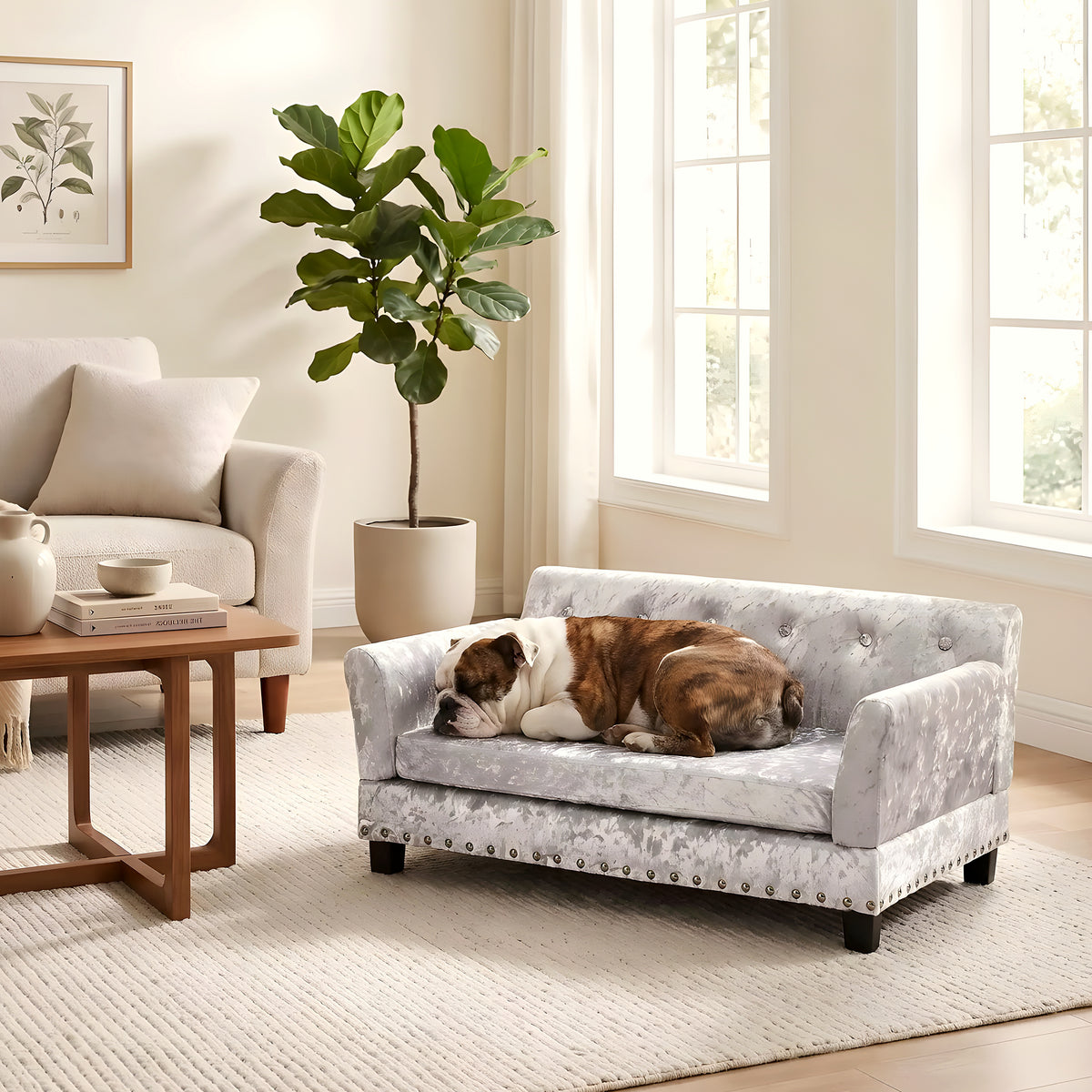 Canapé orthopédique XL en velours pour chien