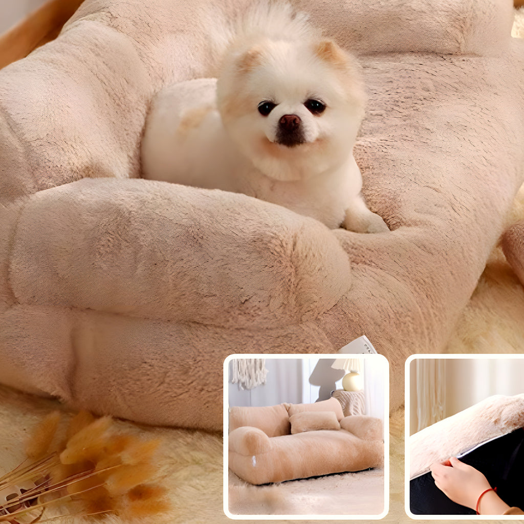 Canapé pouf en peluche pour petit chien