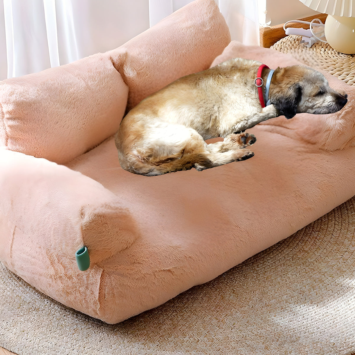 Canapé semi-fermé en velours pour chien, S à XL