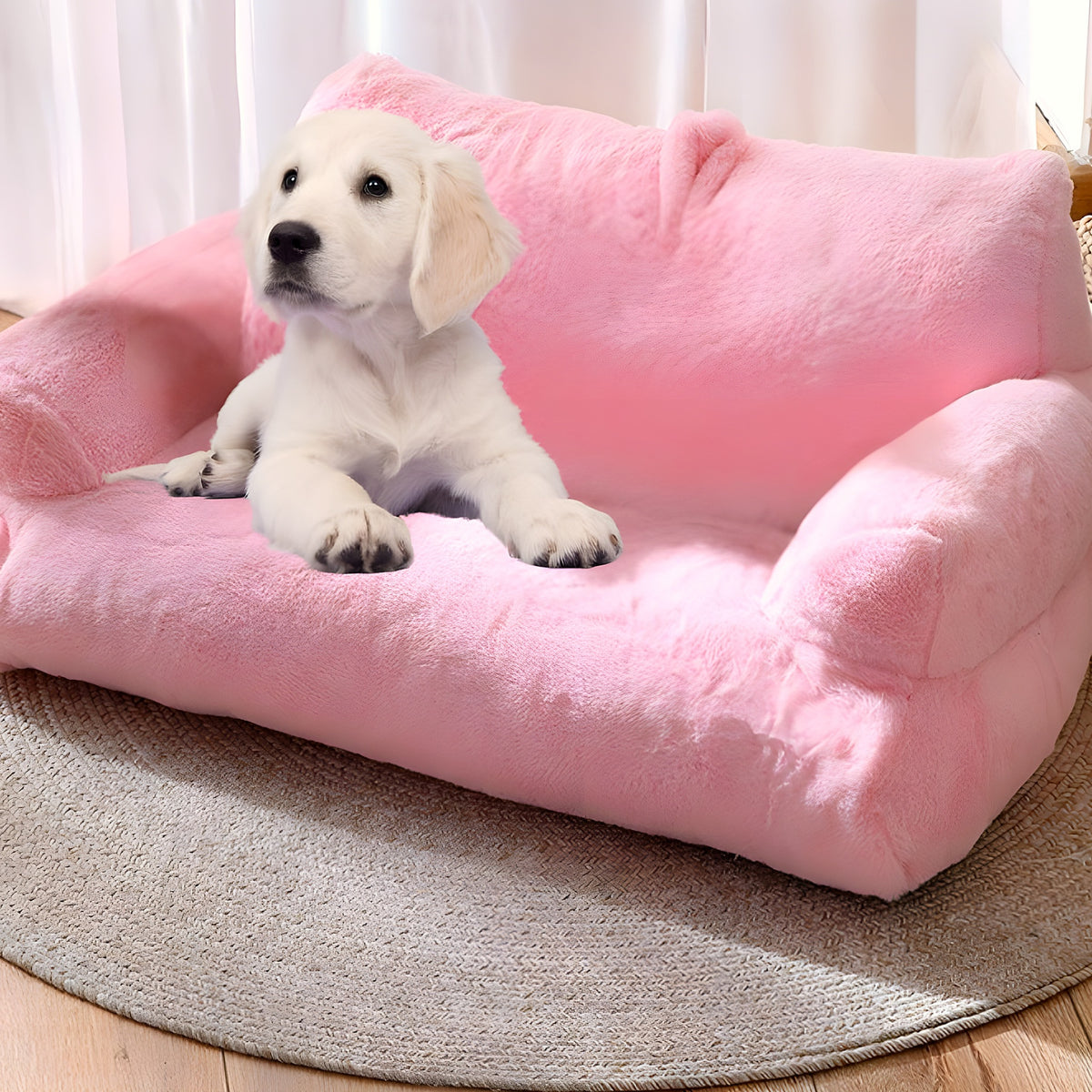 Canapé semi-fermé en velours pour chien, S à XL