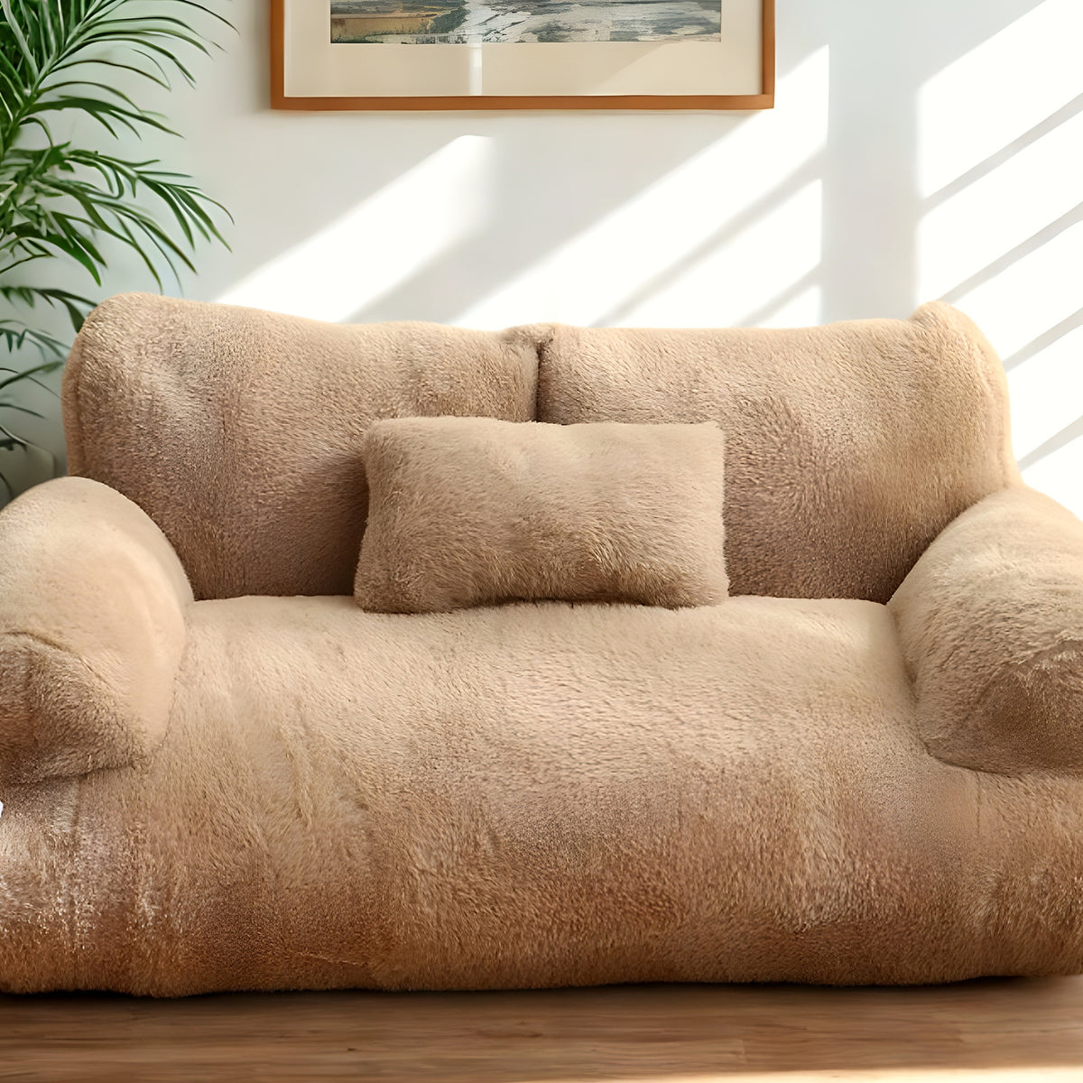 Canapé semi-fermé en velours pour chien, S à XL