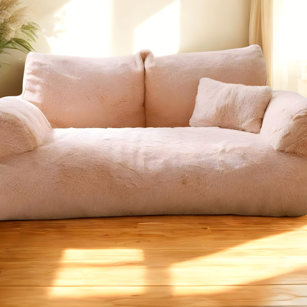 Canapé semi-fermé en velours pour chien, S à XL