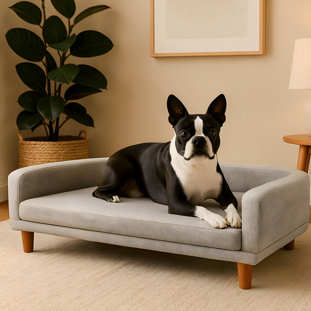 Canapé sur pieds en pin avec grande assise pour chien