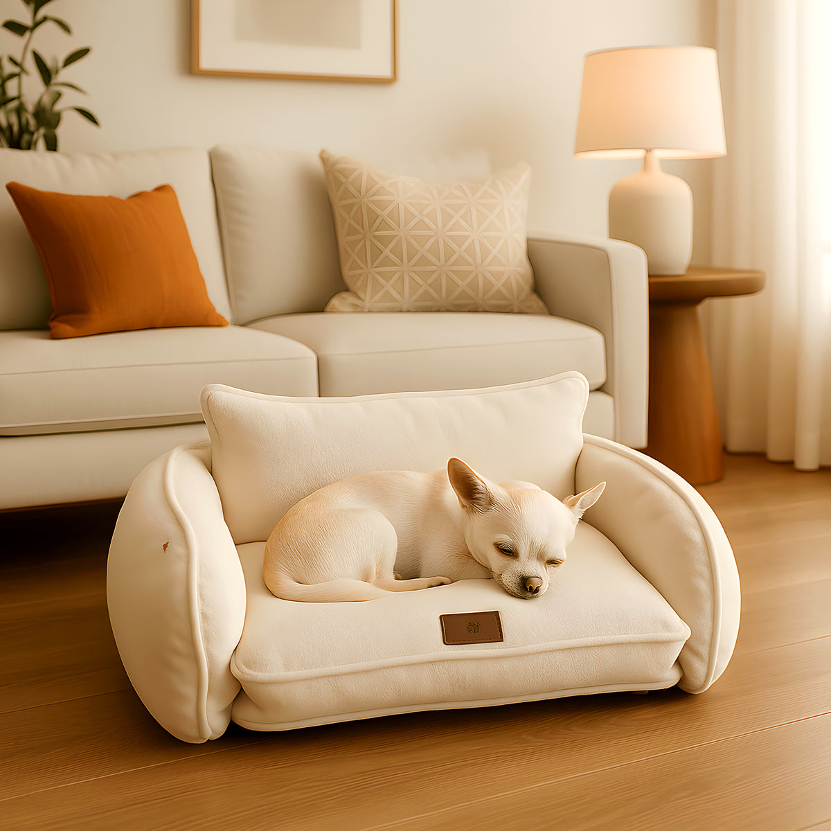 Canapé transformable en lit en polaire berbère