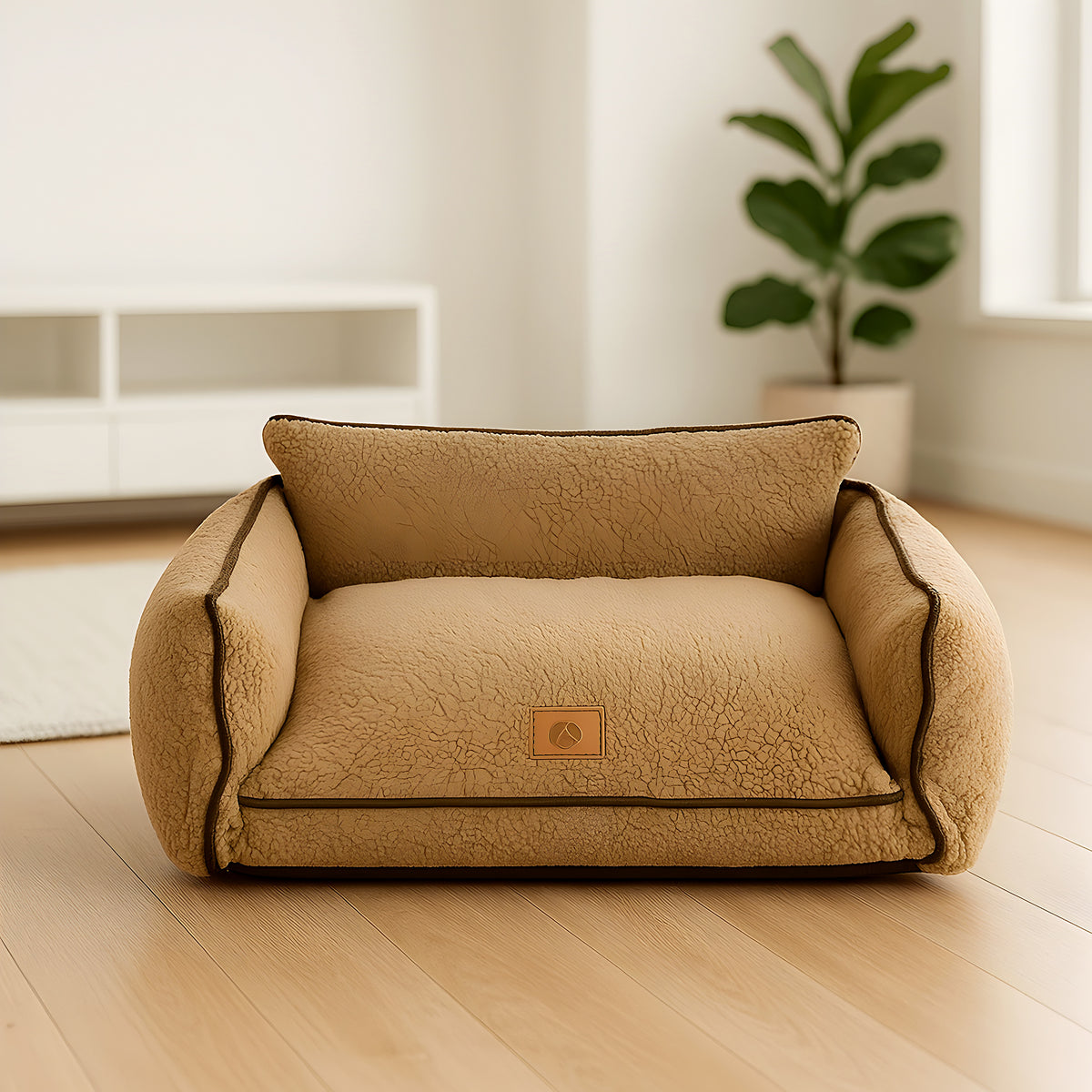 Canapé transformable en lit en polaire berbère