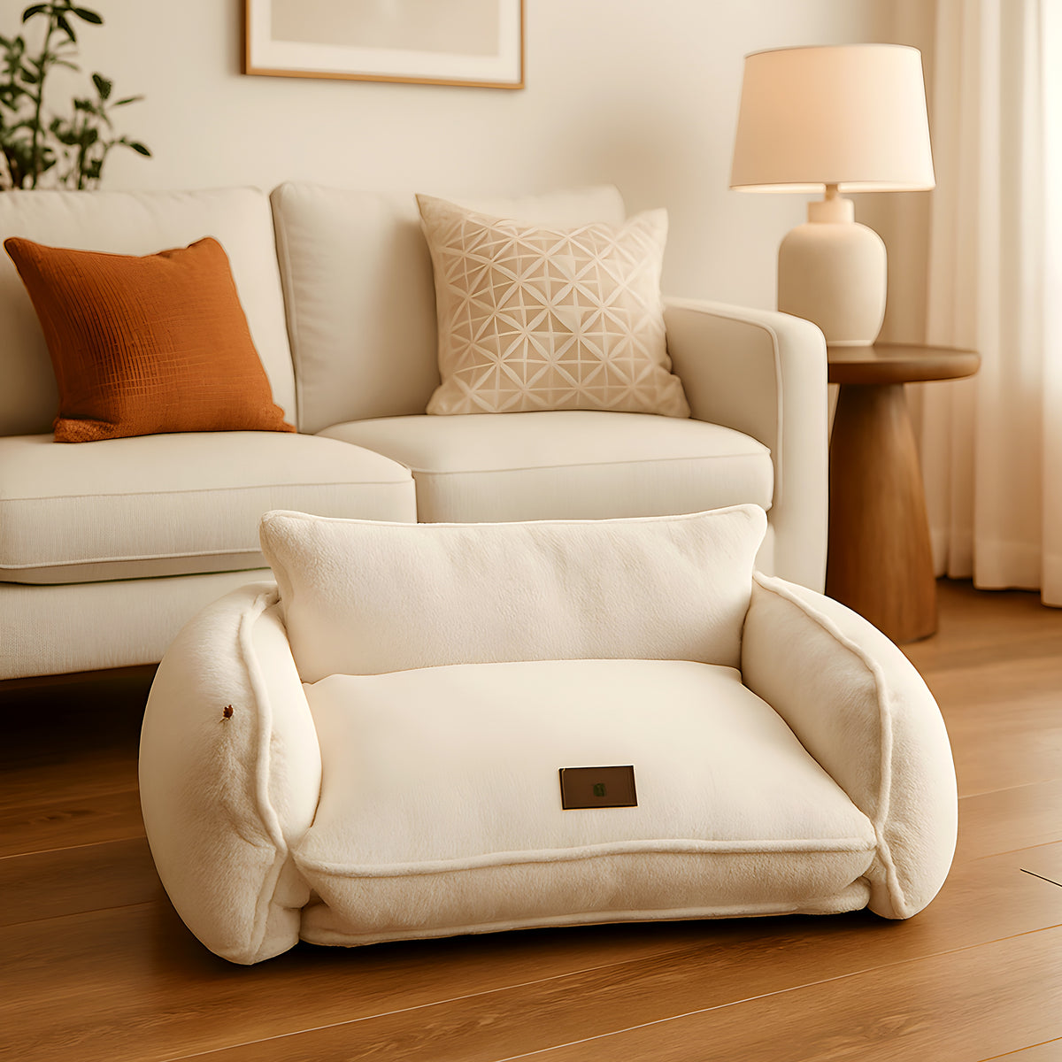 Canapé transformable en lit en polaire berbère