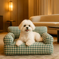 Canapé vichy vert et blanc 100 % coton pour petit chien