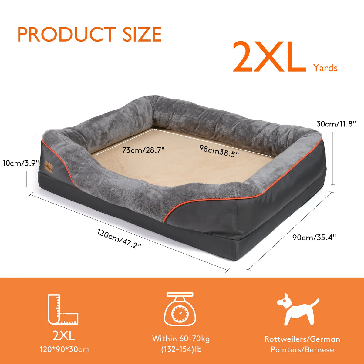 Grand Lit Pour Chien, Doux, Confortable, Anti-Allergie, Polaire Chaude, Housse Amovible Et Lavable, Lit Pour Animaux De Compagnie, Étanche