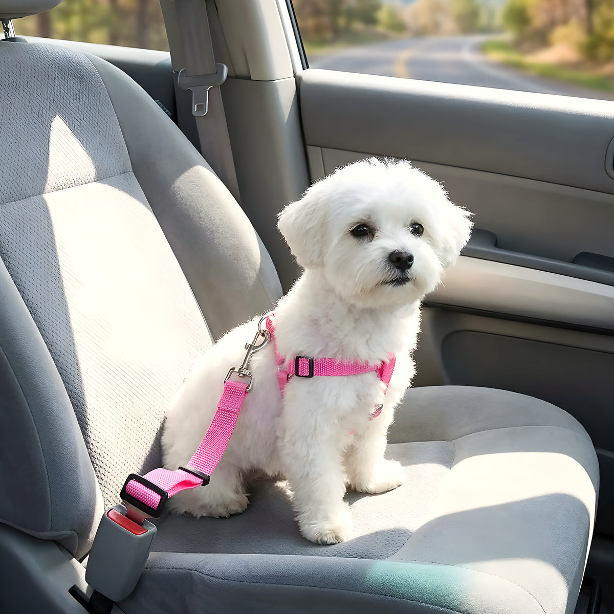 Ceinture de sécurité pour chien avec mousqueton pivotant