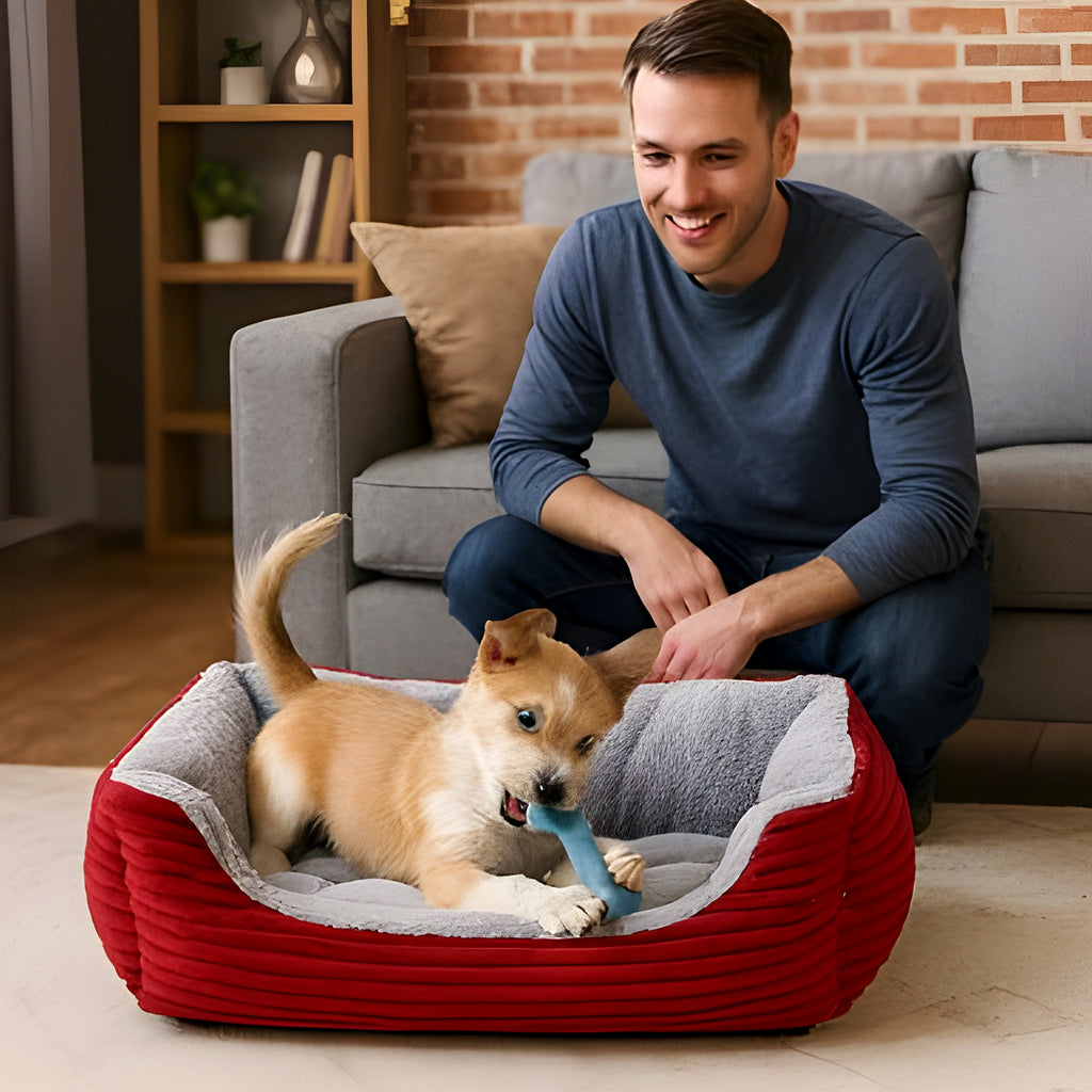 Coussin à mémoire de forme 12 cm en velours imprimé