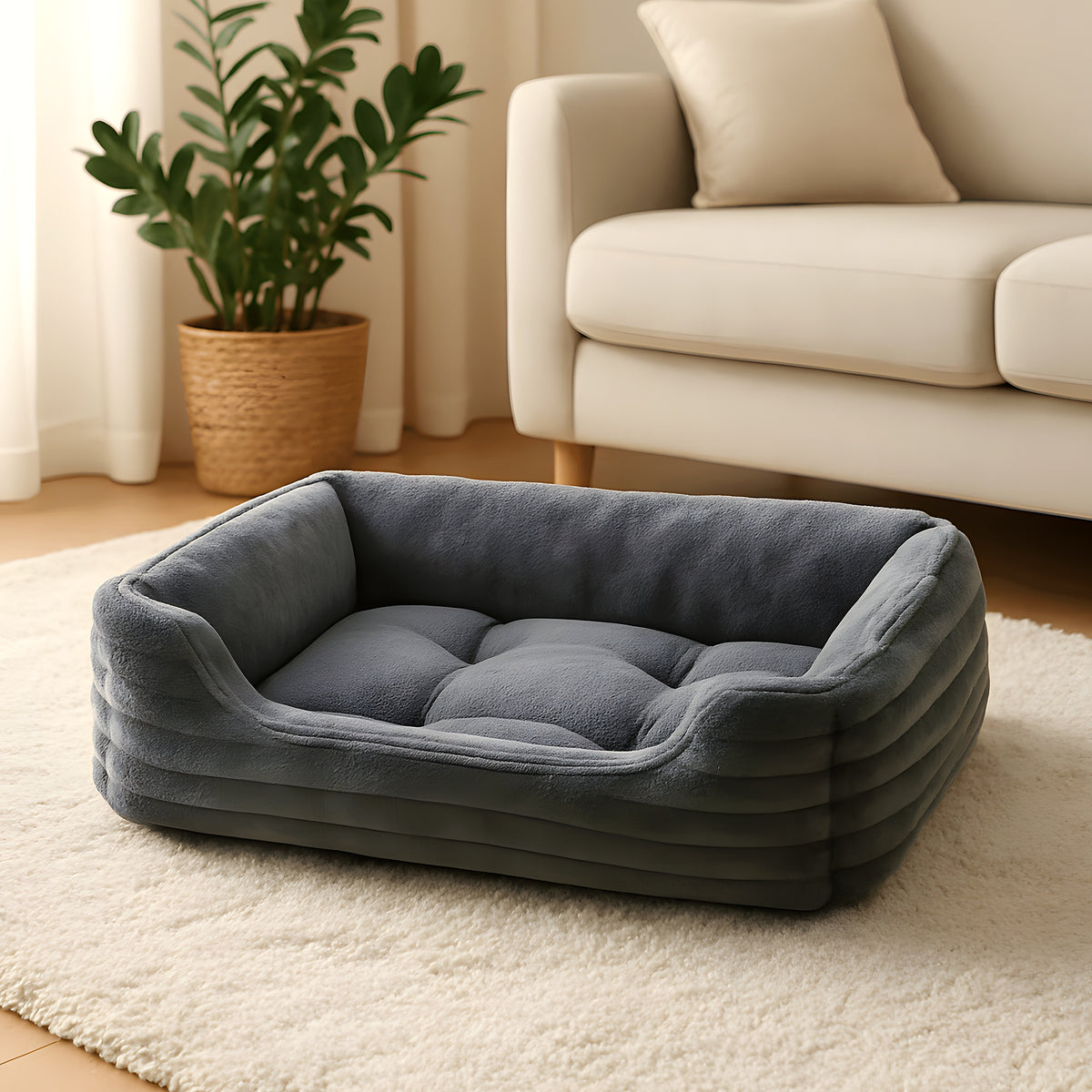 Coussin à mémoire de forme 12 cm en velours imprimé