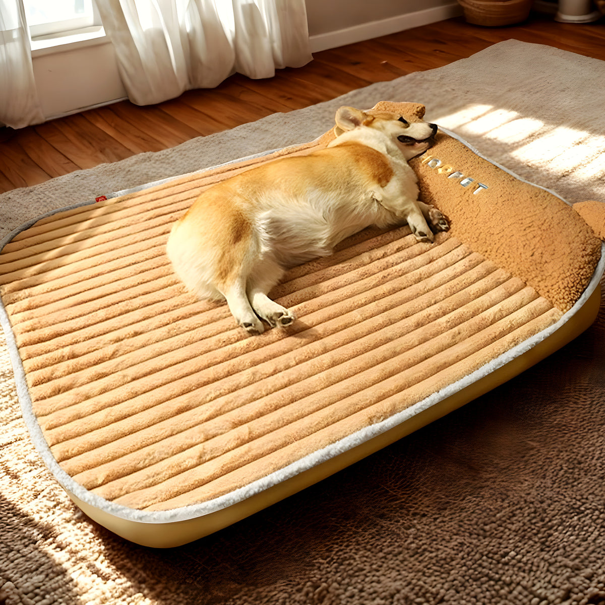 Coussin à traversin marron en velours pour chien, 4 tailles