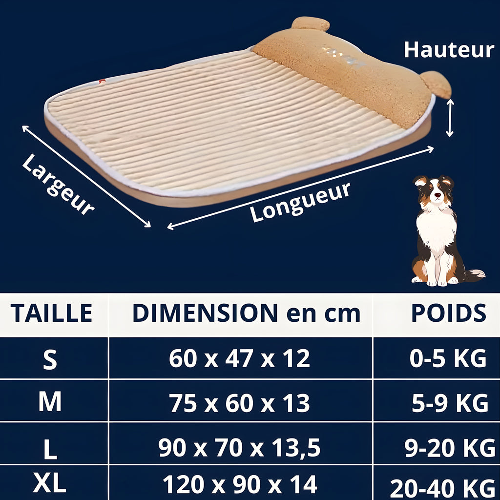 Coussin à traversin marron en velours pour chien, 4 tailles