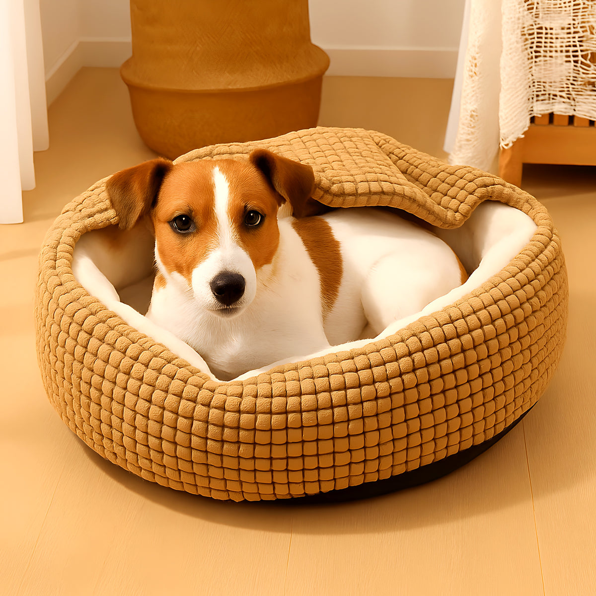 Coussin anti-stress 2-en-1 avec capuche pour chien