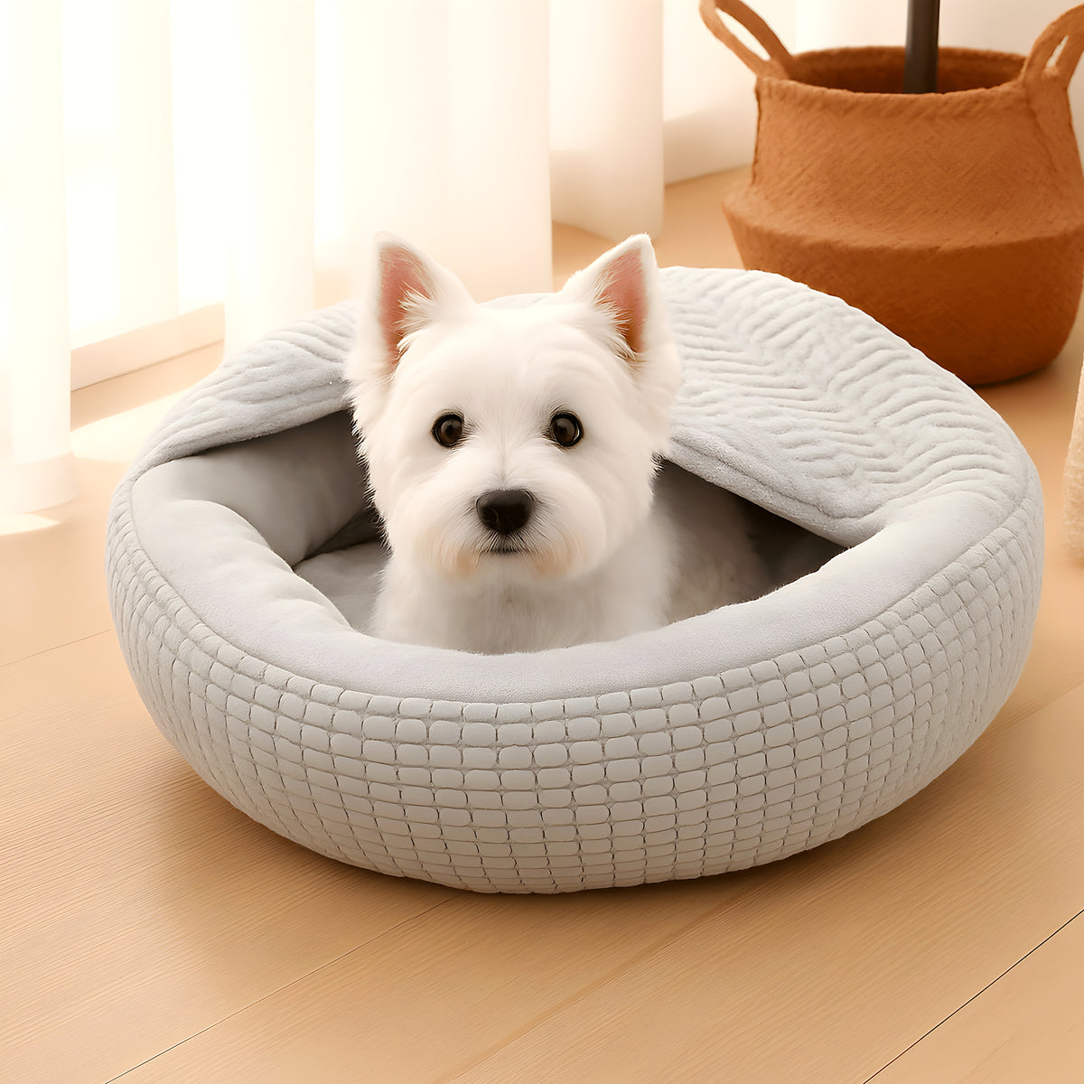 Coussin anti-stress 2-en-1 avec capuche pour chien