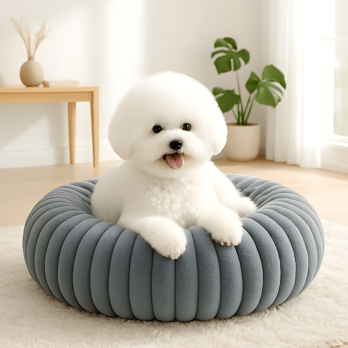 Coussin anti-stress carré en velours pour petit chien