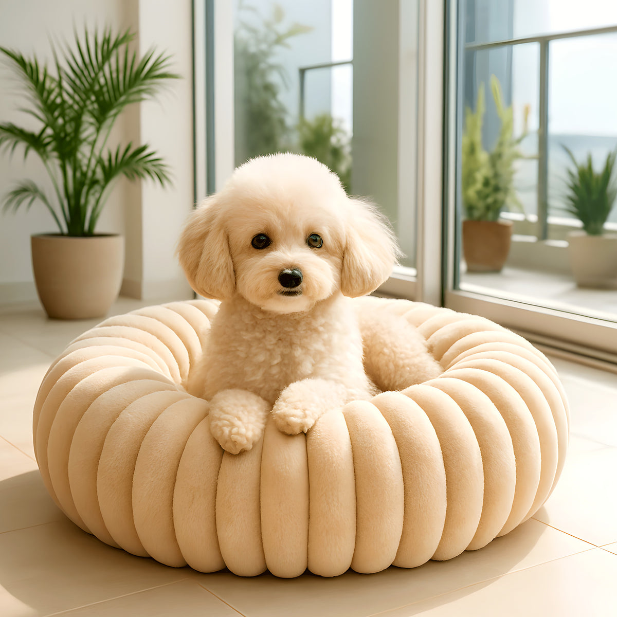 Coussin anti-stress carré en velours pour petit chien