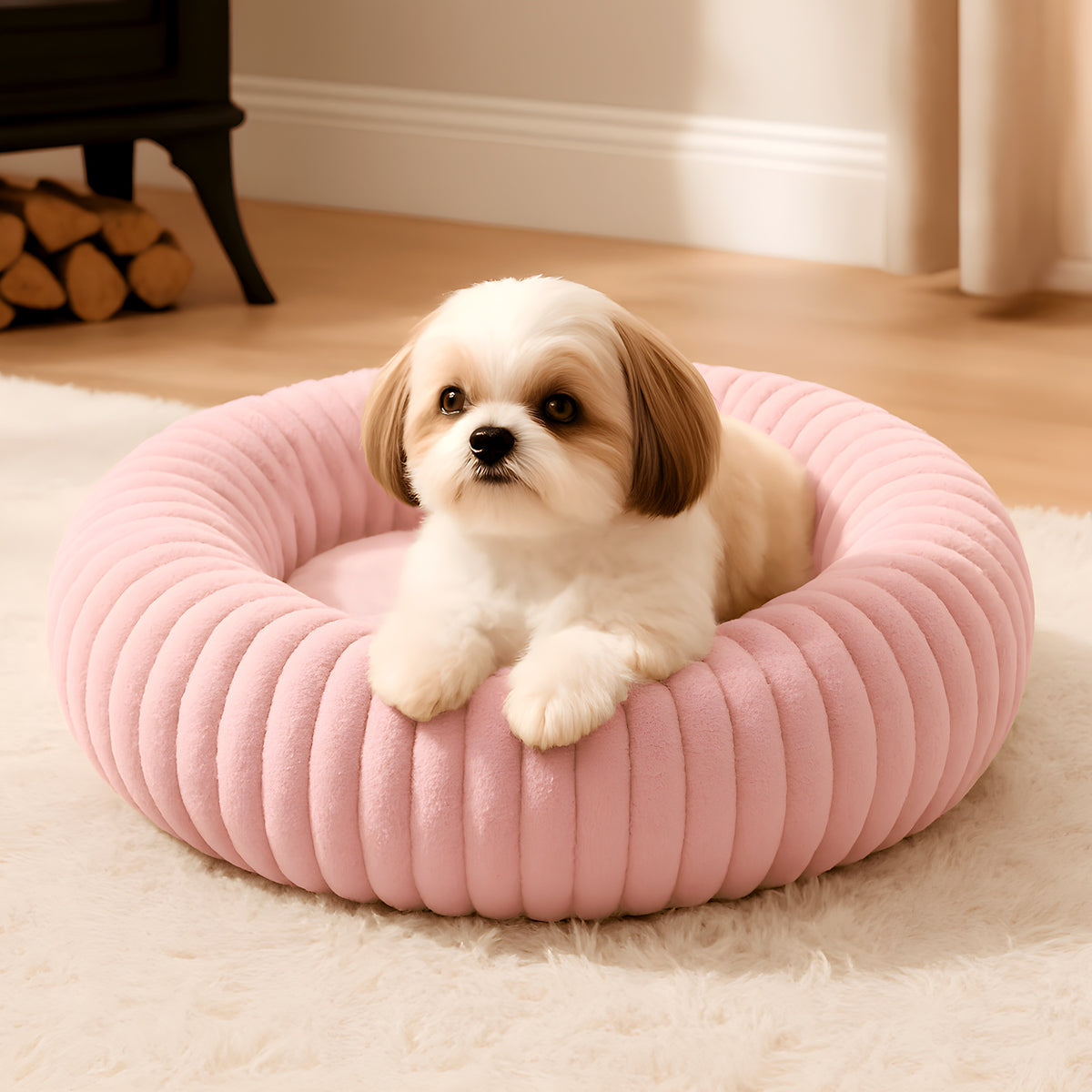 Coussin anti-stress carré en velours pour petit chien
