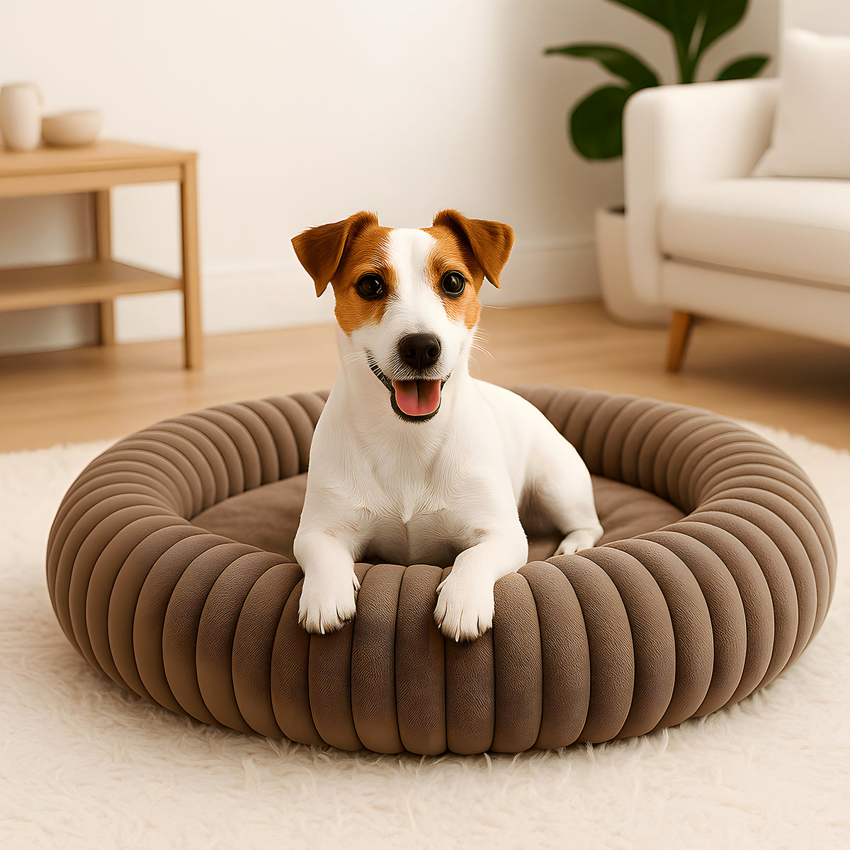 Coussin anti-stress carré en velours pour petit chien