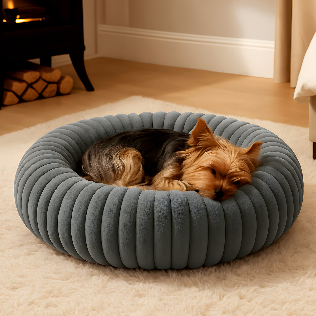 Coussin anti-stress carré en velours pour petit chien