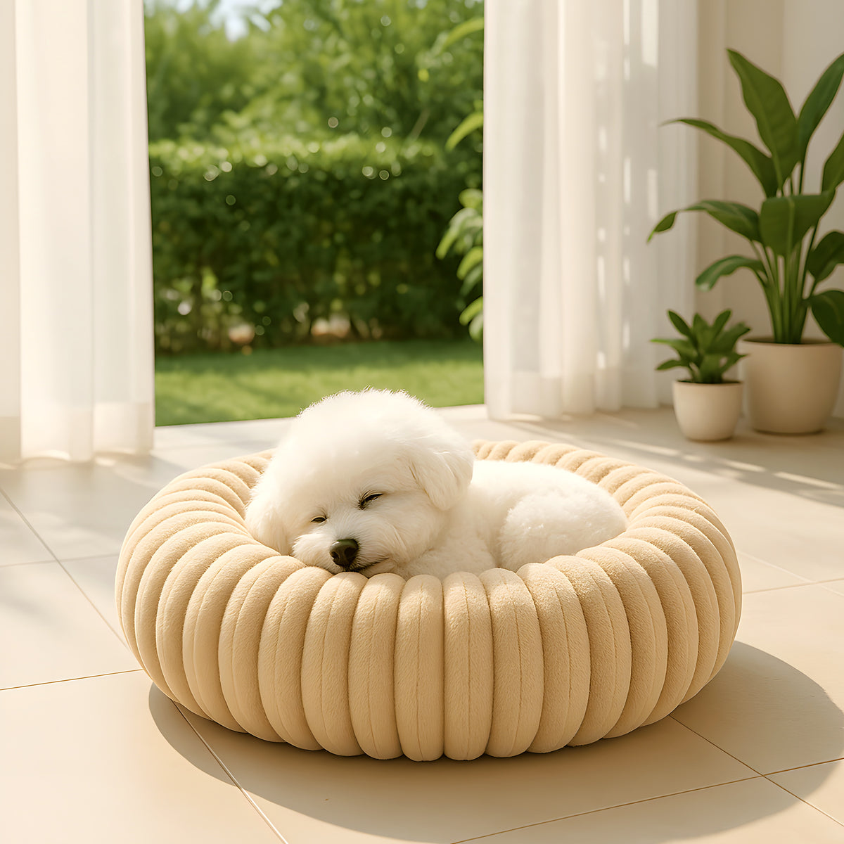 Coussin anti-stress carré en velours pour petit chien