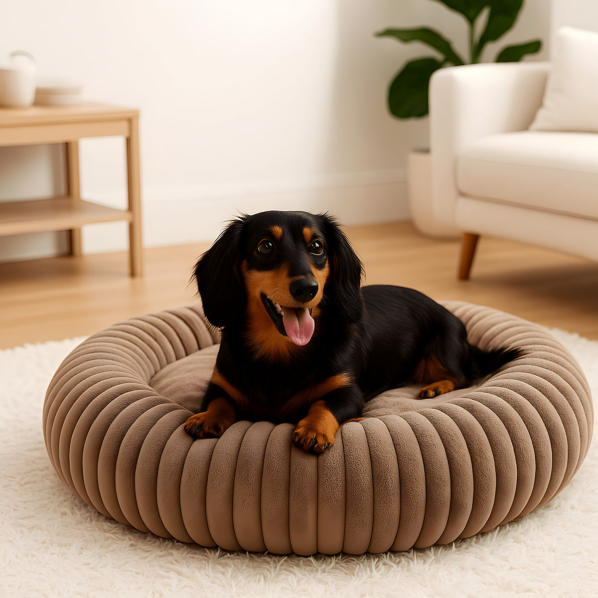 Coussin anti-stress carré en velours pour petit chien