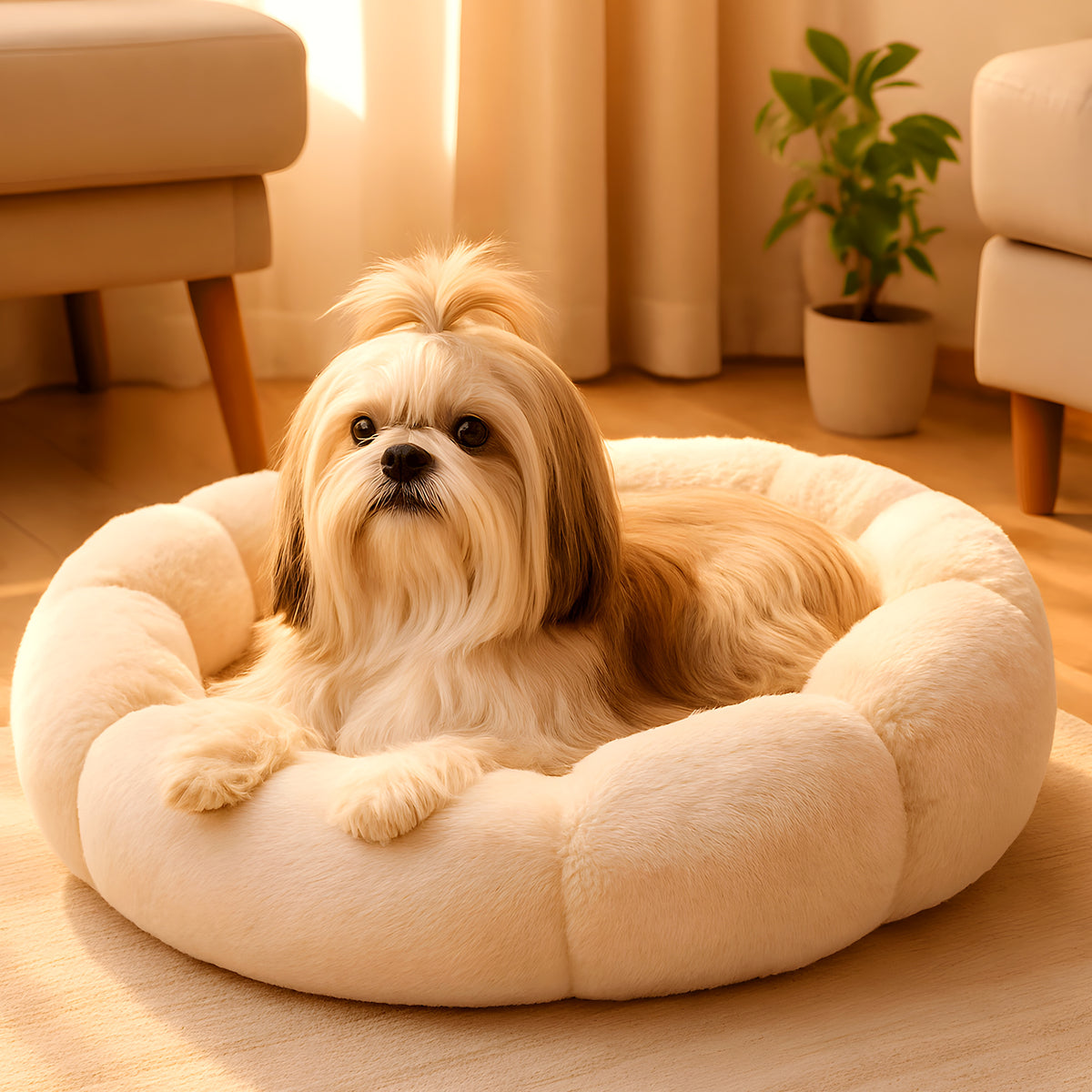 Coussin anti-stress en forme de pétale pour petit chien